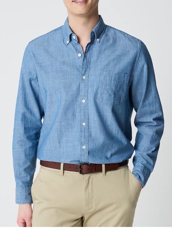 J. Crew Other - J. Crew 100% Cotton Light Blue Chambray Button-Down Shirt Men Shirt Size M New